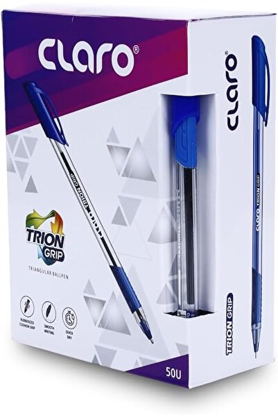 claro أقلام حبر جاف زرقاء بقبضة مثلثة من تريون، مقاس 1.0 مم، خفيفة الوزن، بمق...