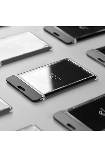 Generic Phomo Aluminum ID Badge Holder with Metal Clip and Nylon Lanyard (Gray, 1 pc)