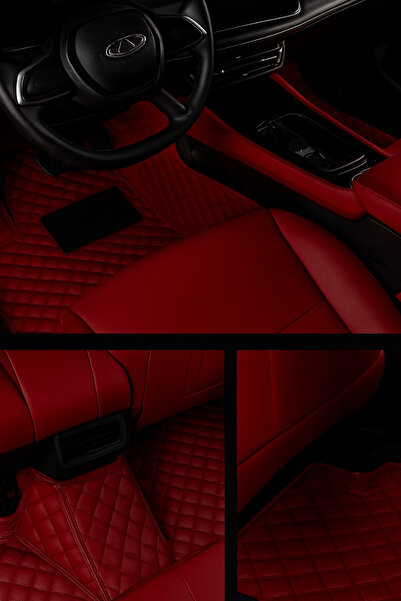 PASPASGRAFT CHERY OMODA 5 (2023–2025) Premium 8D Deri Oto Paspas – Siyah/Kırm...