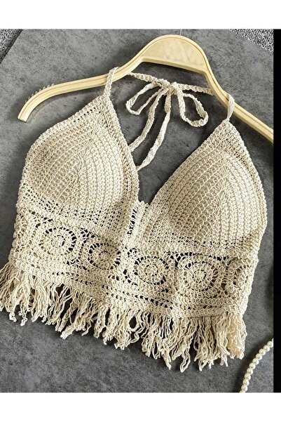 beyna aksesuar Beach Wear Knit Bohemian Bikini Top