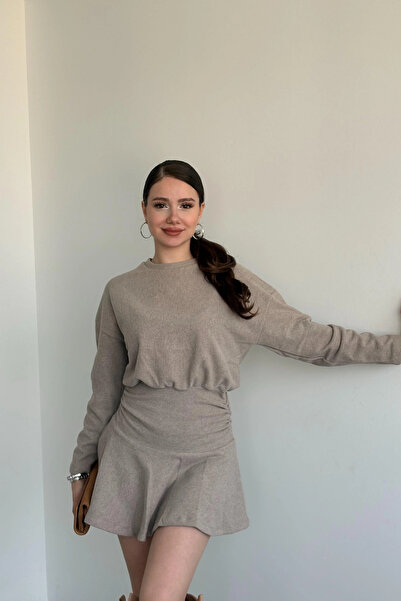 Sorridi Piliseli Etekli Beli Drapeli Mini Elbise