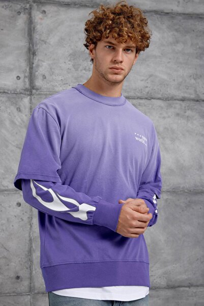 NOMARC ΦΟΥΤΕΡΙΑ oversized ΜΩΒ ΜΕ ΦΛΑΜΑ ΕΚΤΥΠΩΜΕΝΗ ΜΕ ΜΩΒ ΧΕΙΡΟΠΙΣΤΟΙΚΟ ΣΧΕΔΙΟ