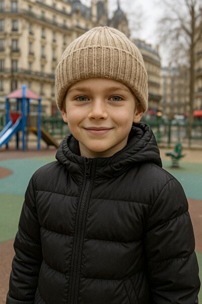 MARBERRY Beretă pentru băiat din lână bej material reiat 7-12 ani