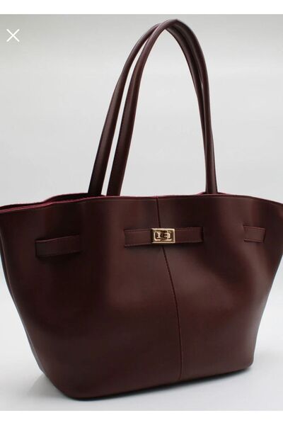 cosybag. Crossbody Faux Leather Shoulder Bag with Lock Detail Bordo