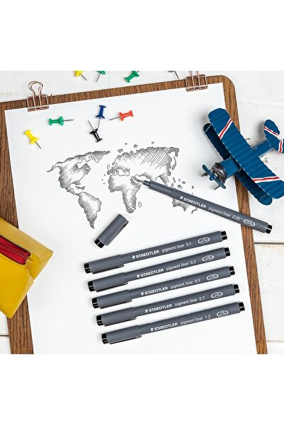 Staedtler Pigment Liner Set - Black, 8 pcs, Assorted Line Widths (0.05–1.2mm)