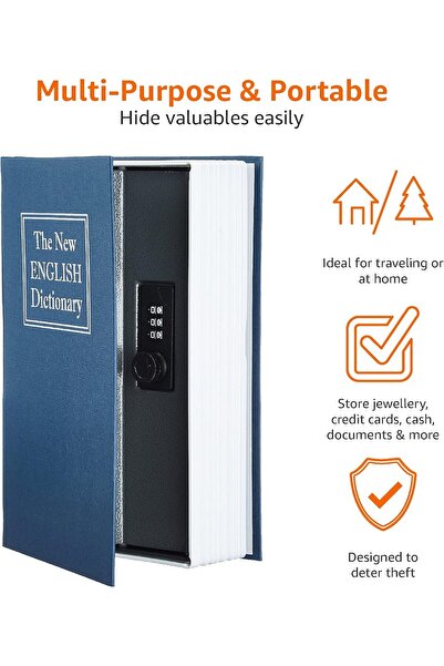 Amazon basics Book Safe with Combination Lock, Large, Blue