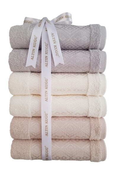 Özdilek Πετσέτα Προσώπου Dory 6 Τεμαχίων - Ροζ Κρέμα Λιλά