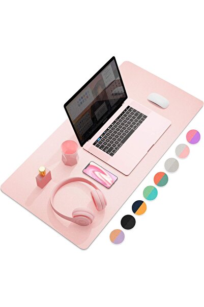 YSAGI Dual-Sided Multifunctional Synthetic Leather Desk Mat, 80×40 cm, Pink