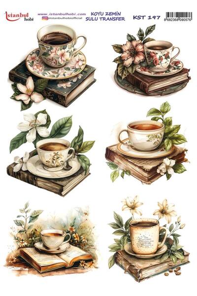 İstanbul Hobi Koyu Zemin Sulu Transfer Kağıdı 25x35cm KST-197