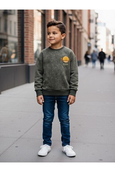 Zekids Boy's Cotton Planet Printed Tie-Dye Sweatshirt