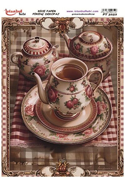 İstanbul Hobi ورق ديكور نحاسي 30×42 سم PT-3252 لفناجين الشاي والقهوة