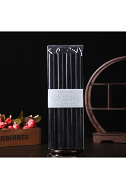 Flippy Set of 4 Table Candles, Odorless and Smokeless, Paraffin, 2.2 x 25 cm, Black