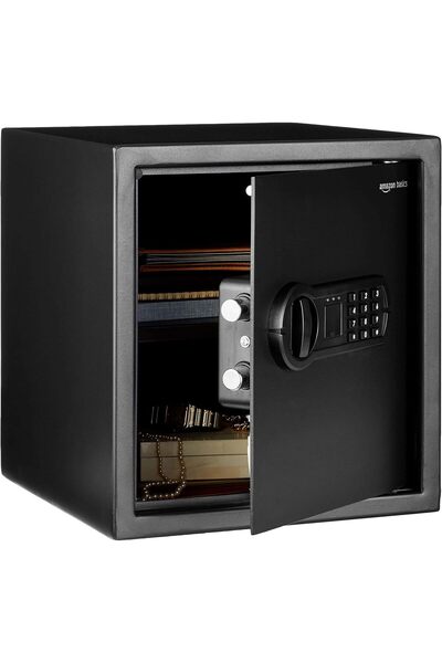 Amazon basics خزنة إلكترونية فولاذية مع لوحة مفاتيح رقمية قابلة للبرمجة، سعة ...