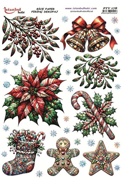 İstanbul Hobi ورق ديكور نحاسي 30×42 سم PTY-178 لرأس السنة الجديدة