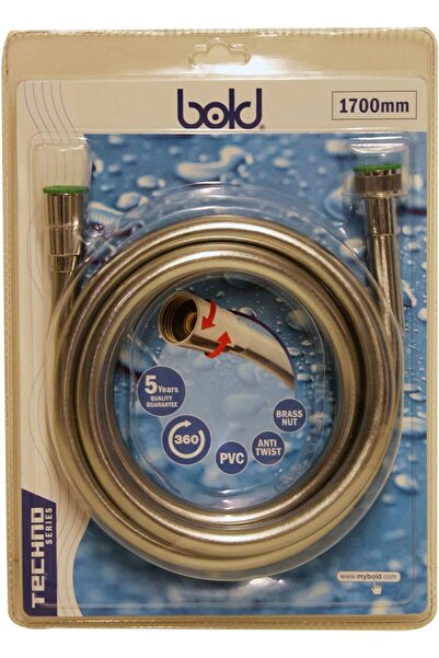 BOLD 1.7m Round Chrome PVC shower Hose, Anti-Twist Brass Connections, Scratch-Resistant Star Light Coat