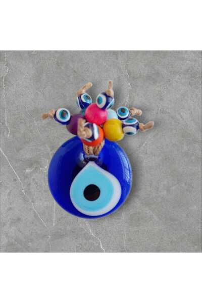 ella'nın çarşısı Nazar Boncuklu Üstü Ahşap Boncuk Süslemeli Cam Magnet . Boyu...