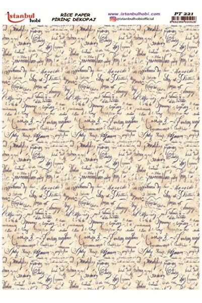 İstanbul Hobi ورق ديكور نحاسي 30×42 سم PT-221 مع نص