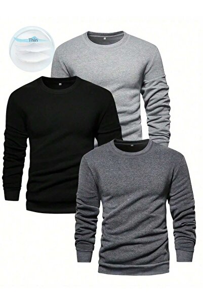 EYAX MODA 3 LÜ AVANTAJ PAKET BİSİKLET YAKA SWEATSHIRT