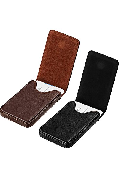 Outus 2-Piece PU Leather Business Card Holder Wallet with Magnetic Closure (B...