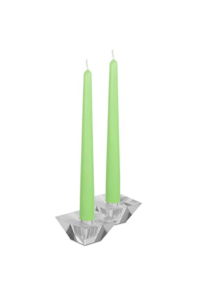 Flippy Set of 4 Table Candles, Odorless & Smokeless, Paraffin, 2.2 x 25 cm, Green