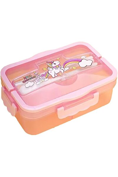 STAR BABiES Lunch Box with Handle, 4 Compartments, Pink, 21 × 7.8 × 14.2 cm