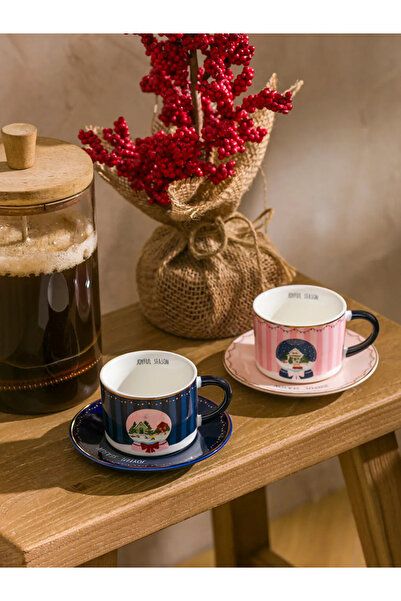 LC Waikiki Lcw Home Mixed Printed Porcelain Coffee Cup Set for 2 Persons 90 ml