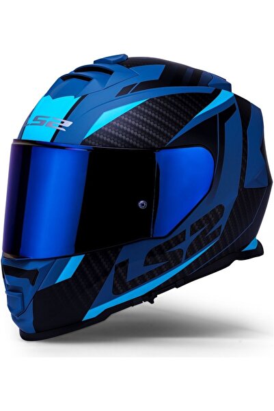 LS2 Storm 2 Racer Mat Mavi Fullface Motosiklet Kaskı Mavi Camlı