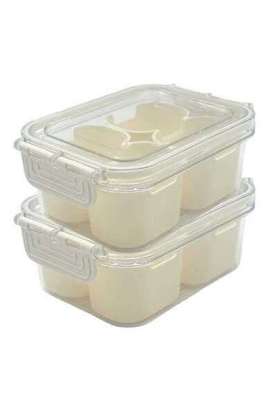 SUPPLIER علبة تخزين توابل بأربعة أقسام مع غطاء محكم الإغلاق | طقم من قطعتين |...