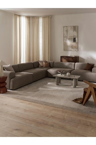 S Home Design Concept Molly 5 Modül Köşe Koltuk, Vizon Keten 285x285 cm