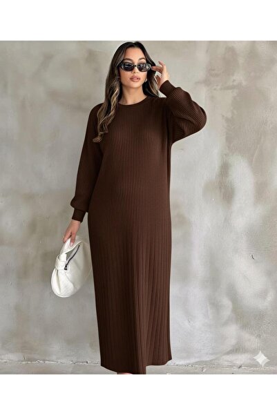 AXXAN Women's Knitwear Dress Pleated Hem Long Dress