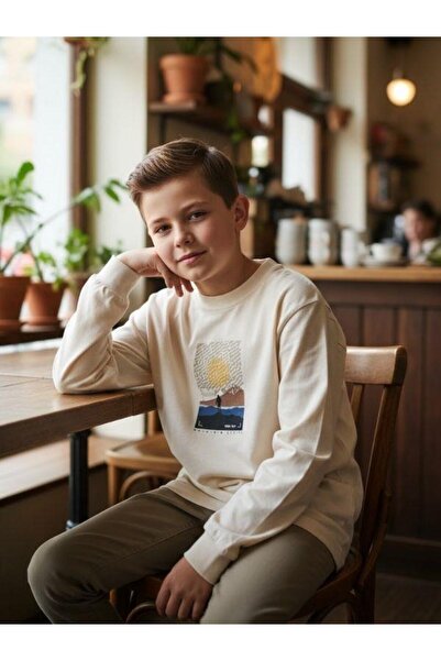 Zekids Boy's Cotton Landscape Printed Thin Long Sleeve Sweatshirt