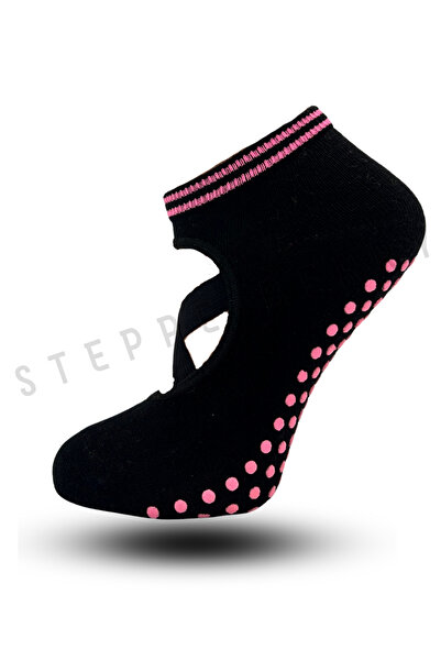 STEPPE BERRY 2 Pairs of Pilates and Yoga Socks with Cross Band Detail and Circle Detail
