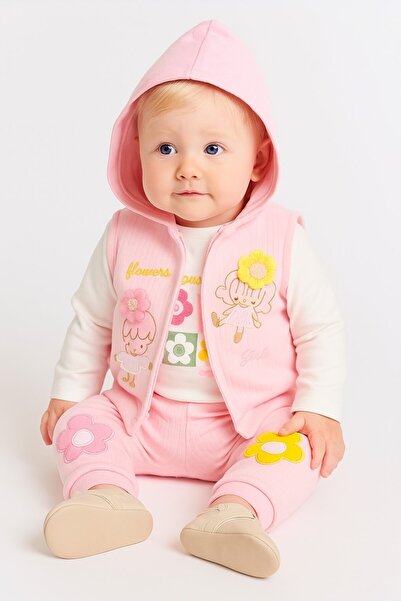 SeaBubbles Vest Set Baby Girl Top and Bottom Set with Floral Embroidery