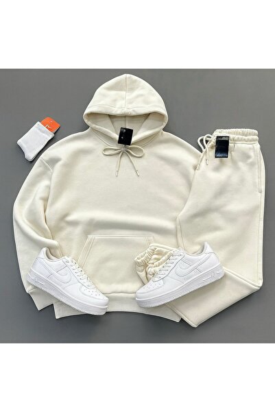 FS CABİN Women's Oversize Hooded Tracksuit Set Winter Cotton Inside