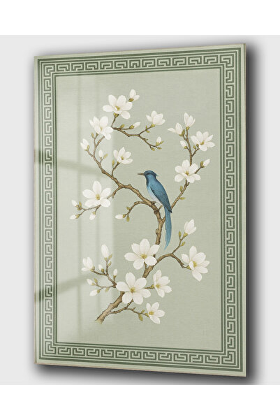 DEKA AKSESUAR HUZURUN RENKLERİ – ÇİÇEK VE KUŞ TEMALI ZARİF CAM TABLO