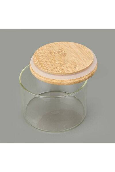 MATMEL Home Borosilicate Glass Bowl with Bamboo Lid - Transparent / Light Brown - 365 ml