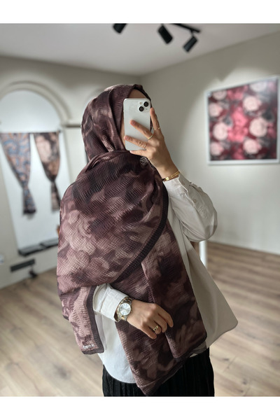 Merwiss شال فروستد بلوم من الموسلين - بني