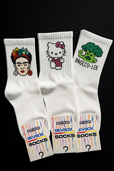 Solvia Officiall Бели тенис чорапи с шест пакета, отпечатани върху памук