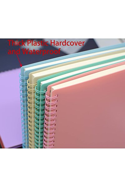 Yansanido A5 Spiral Notebooks, 4-Pack, 160 Pages (80 Sheets), Thick Plastic Cover, Lined