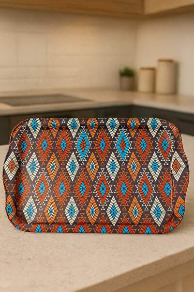 ATAGİFT HEDİYELİK صينية معدنية بنمط البقلاوة للشاي والقهوة - صينية تقديم