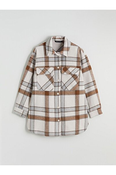 LC Waikiki Lcw Modest Plaid Oversized Women's Shirt Tunic