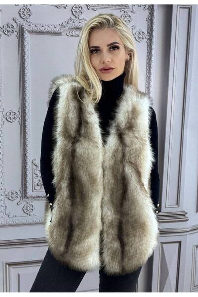 GLAMSI Women's premium organic fur vest with accessorized details