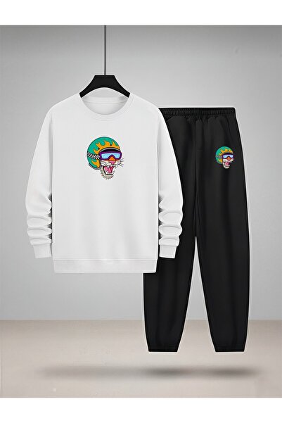 LORVEX Детска суитшърт - комплект спортен екип с велосипедна яка, с принт на ...