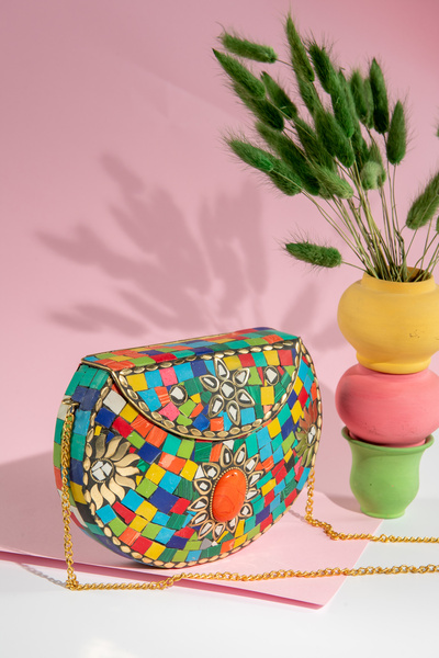 MOZAIQUE BAGS Rainbow mosaic clutch bag