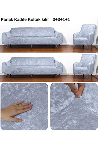 ARİFE HOME Yumuşacık Yıkanabilir Tüy Leke Tutmayan Lastikli Kadife Koltuk Ört...