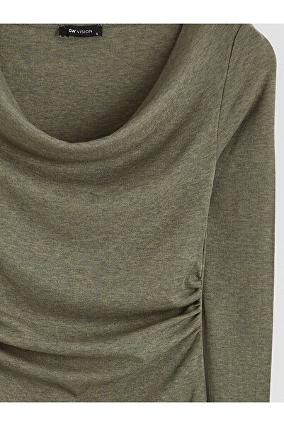 LC Waikiki Lcw Vision Draped Neckline Gathered Blouse