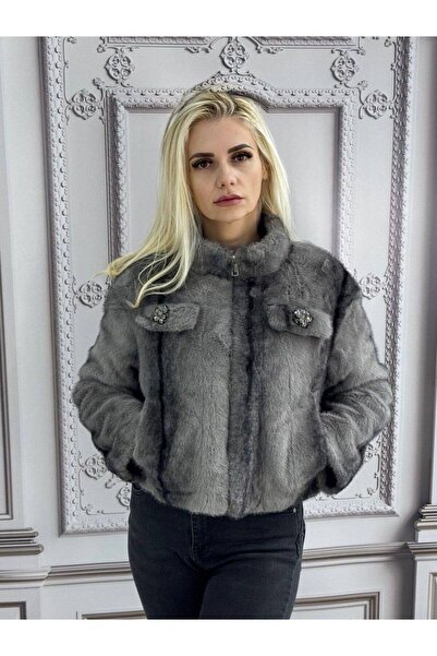 GLAMSI Women's premium eco-friendly fur jacket with accessorized details