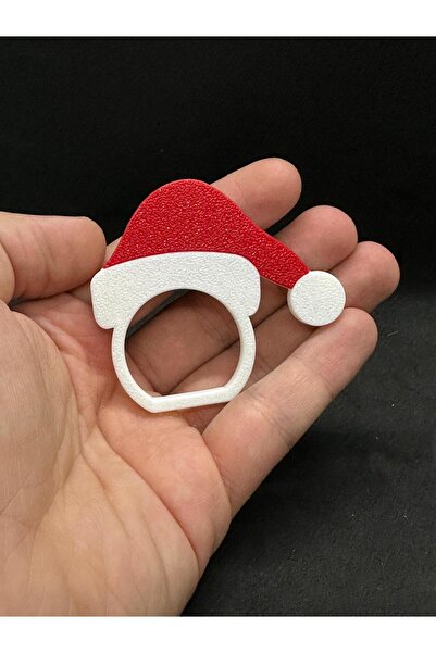 GoKa 3D Craft 4'lü Yılbaşı Noel Baba Şapkası Peçete Yüzüğü | Kırmızı Beyaz Eğlenceli Masa Dekorasyonu