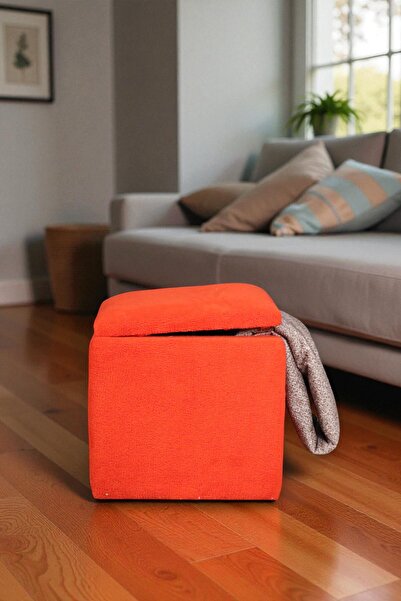 woody maison KARE SANDIK Puf – Yumuşacık Doku Teddy Kumaş Makyaj Masa Pufu Bench