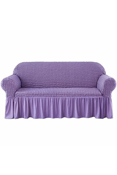 ARİFE HOME Bürümcük Stretch Fabric Sofa Cover, Three-Seater Sofa Cover 1 Piece, Cream Color